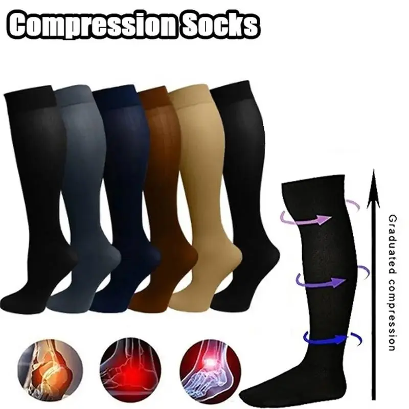 [Youth Zone] 1Pair Unisex Compression Long Socks Women Men Pressure Varicose Veins Leg Relief Pain Knee High Leg Stretch Pressure Circulation Stocking