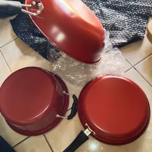 QME- Panci Wajan Teflon Set / Panci Teflon Penggorengan Set 3 Pcs / Pans Pots /  QM-2432 Aluminium Baja Dapur Masak Peralatan Stainless Kitchenware