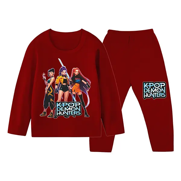 Setelan Baju Tidur Anak Perempuan Gambar Kpop Demon Hunters Kaos & Celana Panjang Ukuran XS-XXL ID 2066 Nyaman Tidak Luntur piyama