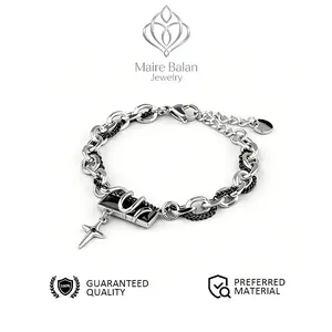 Kalung Tangan Berlian Hitam dengan Desain Spiral Bintang Dan Motif Ular Mistis  Aksesori Netral Yang Stylish untuk Semua Gender