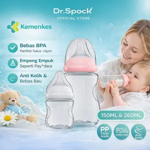 Dr.Spock Dot Bayi Botol Susu 150ML/260ML/330ML Botol susu bayi newborn BPA Free Botol Minum Anak Botol Minum Bayi Accessories Sedotan pp bebas bpa Bottle botol  sedotan