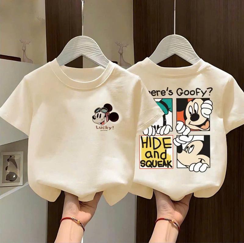 Áo Phông Bé Trai-Bé Gái Mùa Hè ( Họa Tiết Mickey Lucky ) Size 9-37kg Chất Liệu Cotton Mềm Mịn Thoáng Mát Ms 007