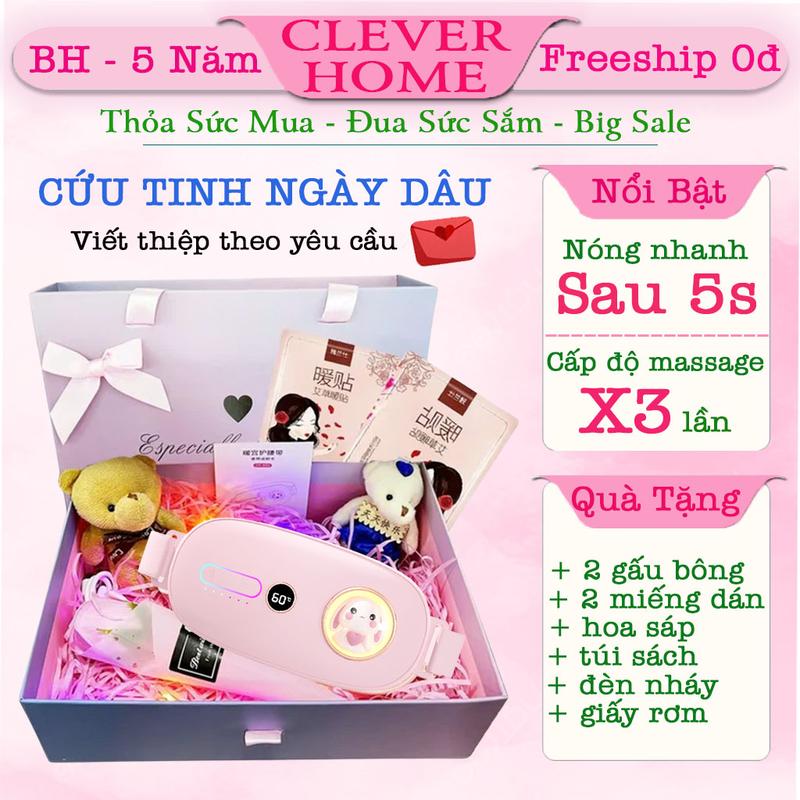 SET QUÀ TẶNG BẠN GÁI Máy massage làm ấm bụng Đai chườm nóng bụng làm ấm tử cung cho phụ nữ tới kì Đai massage bụng mẫu mới cao cấp có màn hình led - Quà tặng ý nghĩa tặng người thương