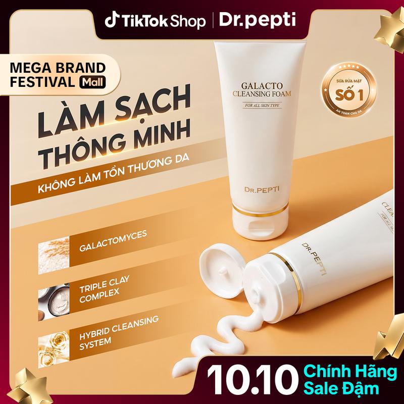 Sữa Rửa Mặt Dr.Pepti Dịu Nhẹ Chiết Xuất Cám Gạo Và Trà Xanh Làm Sạch Da, Sạch Bã Nhờn, Dầu Thừa Trên Da Dung Tích 110ml