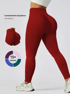 Leggings deportivos sin costuras de cintura alta para mujer, tela de punto ajustada, pantalones de yoga levantadores de glúteos para todas las estaciones