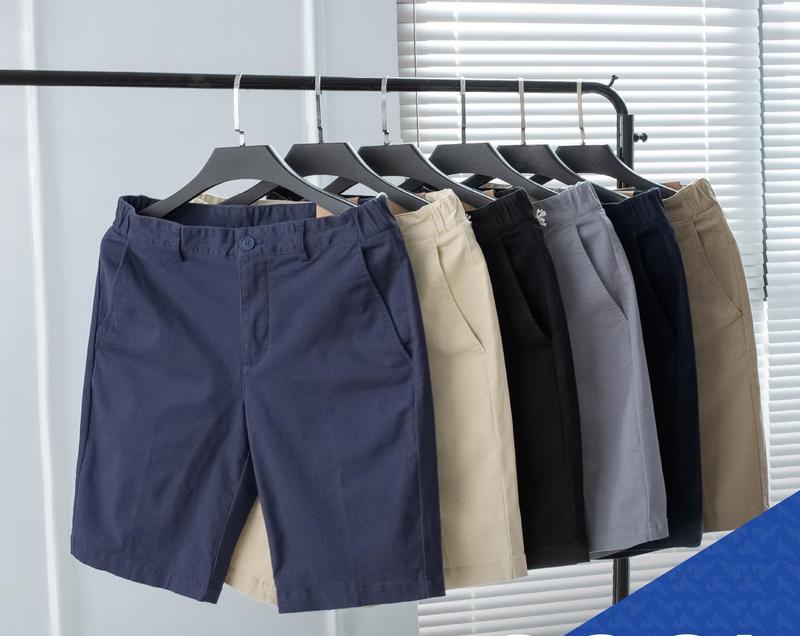Quần short Nam vải kaki, cạp khuy, lưng thun trẻ trung năng động from slimfit basic