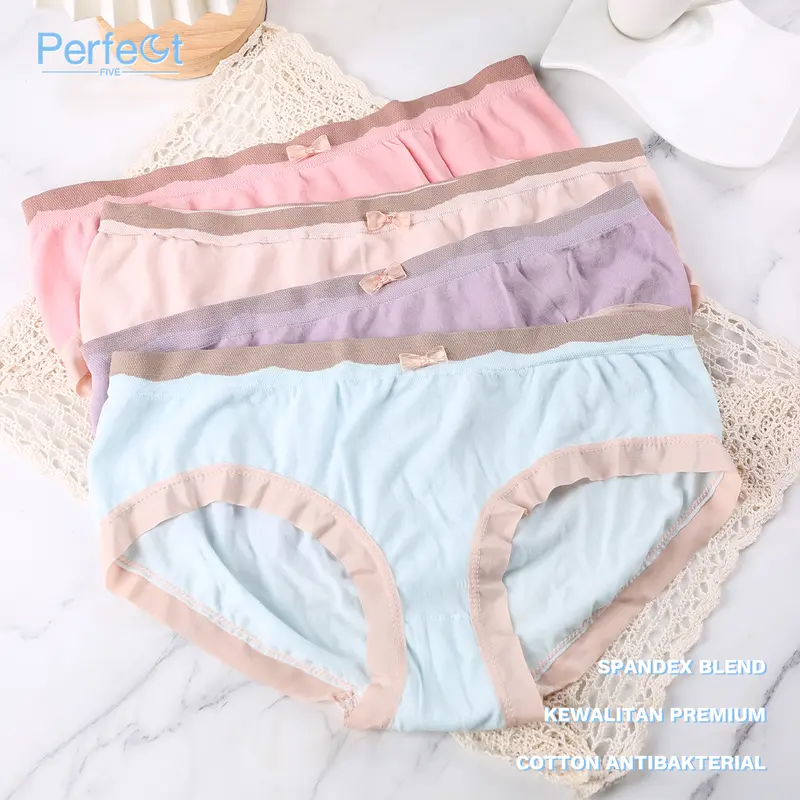 Perfect Five [set kotak 4pcs] AB Celana dalam Wanita antibakteri graphene wanita Pakaian Dalam Renda CD Set Seamless Katun Pendek 8