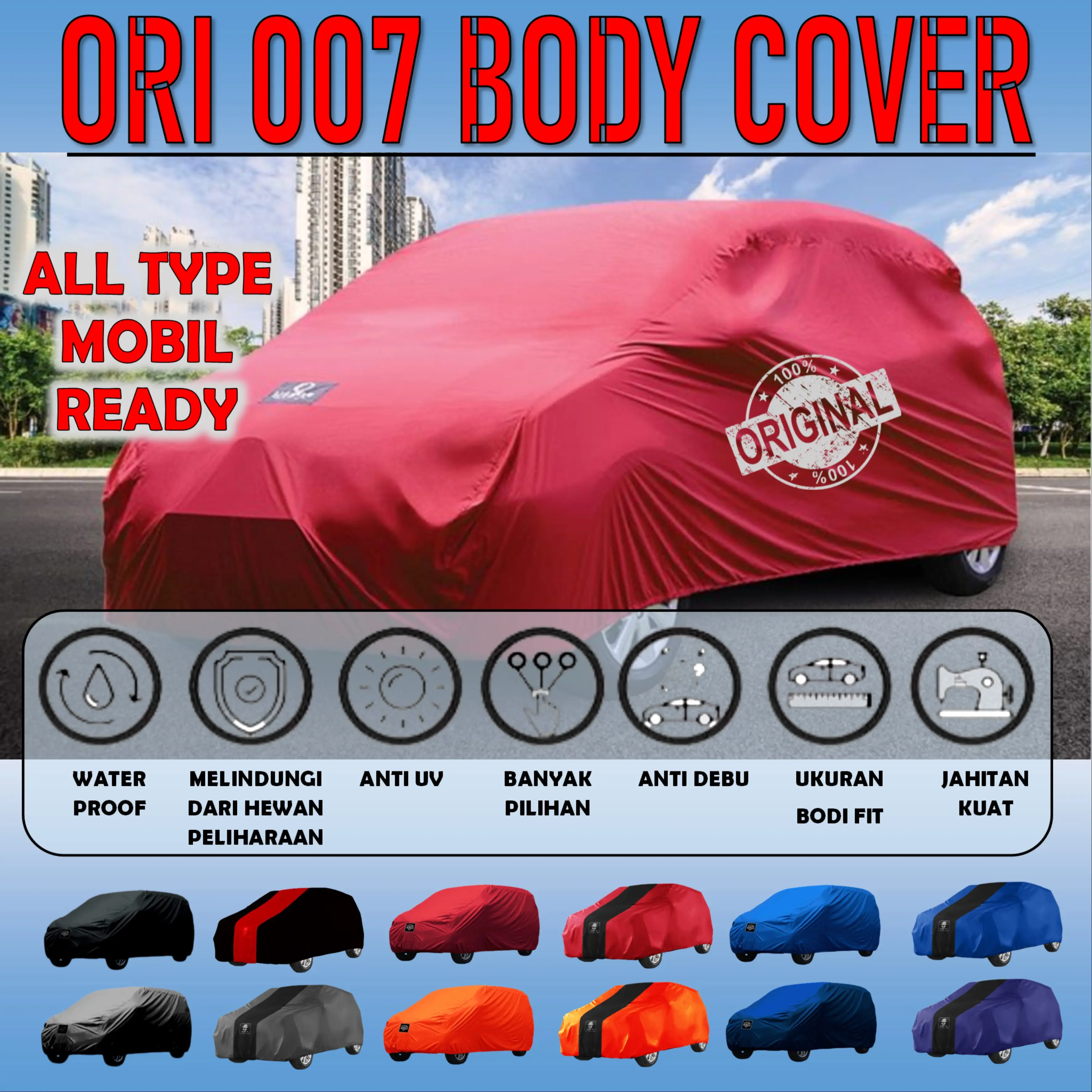 COVER MOBIL BRIO SEMUA TIPE DAN TAHUN ORI 007 Car Karet Orange