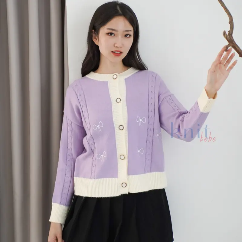 KNITBEBE - HAEWON Atasan Cardigan Rajut Ribbon Knit Top Pita 2