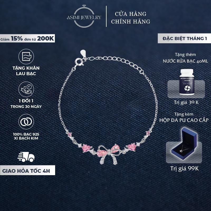  Lắc tay bạc nữ nơ hồng Daisy Asimi lắc tay bạc Ý S925 dịu dàng trong veo Daisy Róse LT43 