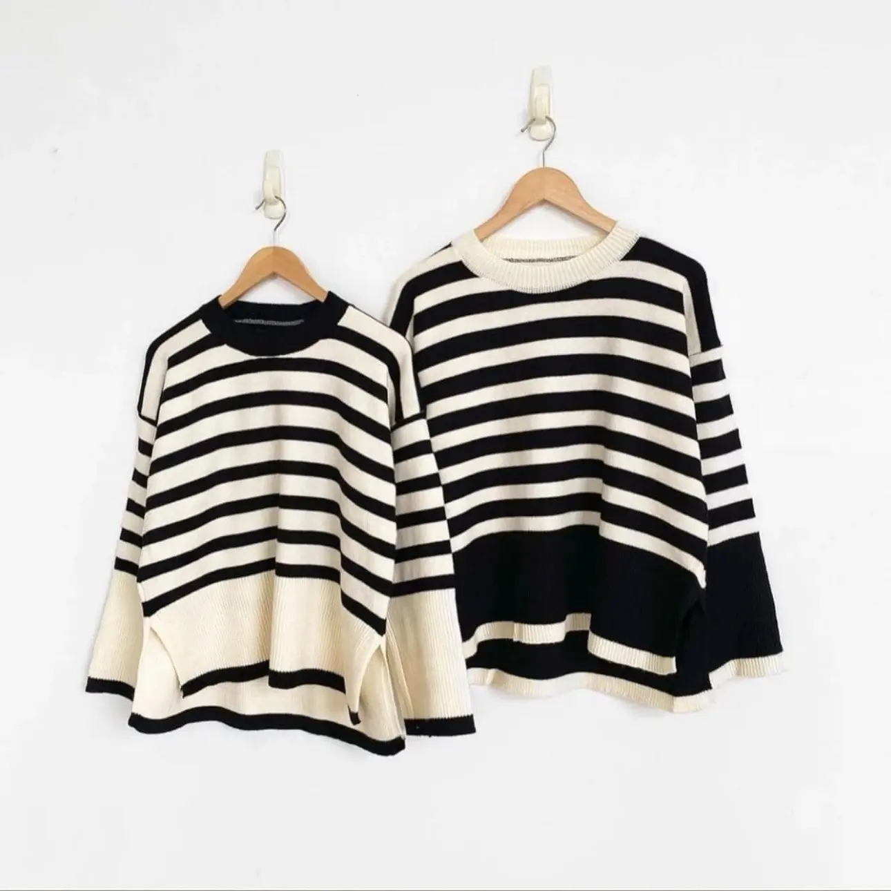HARU STRIPE OVERSIZE SWEATER KNIT ATASAN RAJUT WANITA - Baju Sweater Wanita Knitwear Top Kombinasi Garis-Garis Salur