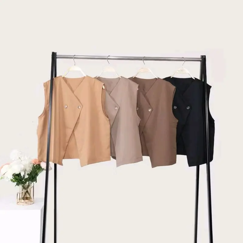 syf-vara vest scuba premium wanita ootd kekinian hijab outfit  Atasan/rompi wanita muslimah /outer Korea style Basic Hitam 2