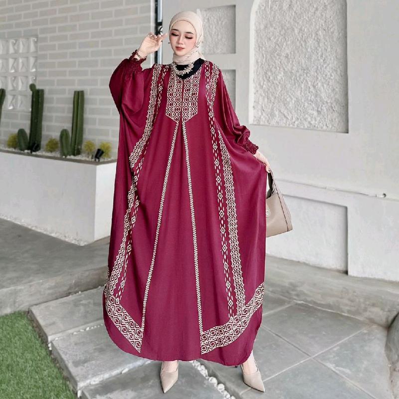 Terbaru Kaftan Rayon Jumbo Premium Gamis Kaftan Lebaran Mewah Baju Muslim Wanita Kaftan Elegan Adem Dan Nyaman 8