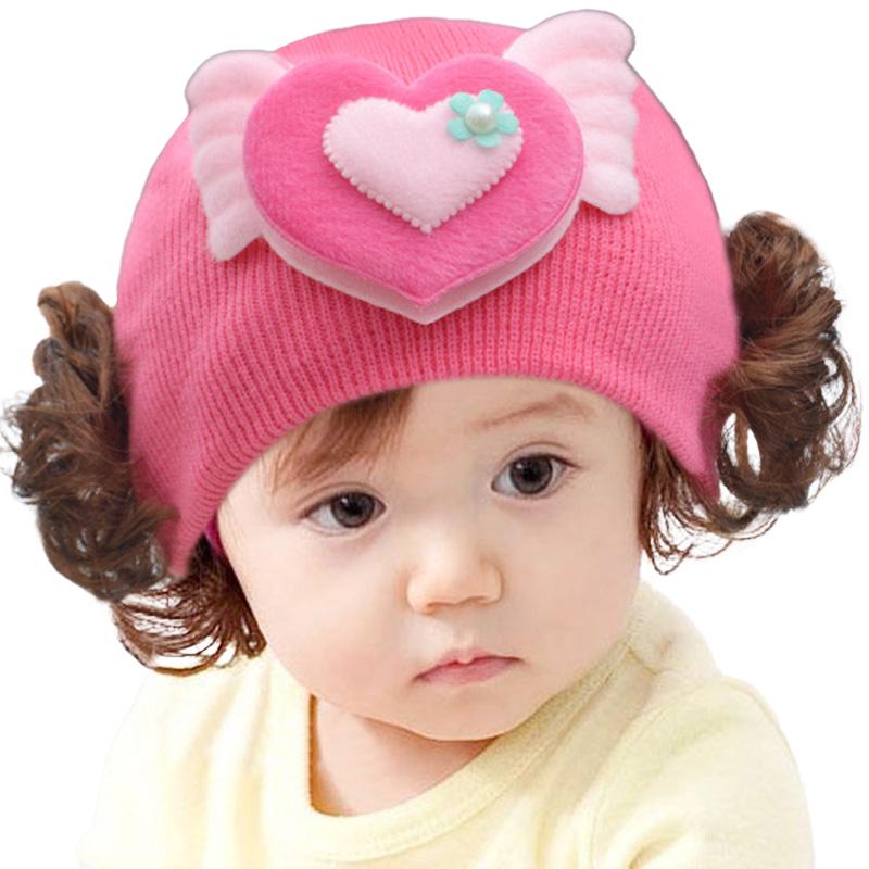 Mũ Tóc Giả Dệt Kim Cho Bé Dễ Thương Cánh Trái Tim Ấm Áp Cho Trẻ Mới Biết Đi Mũ Len Cho Bé Gái Bảo Vệ Tai Mũ Lưỡi Trai Mềm Cho Trẻ Em Mùa Thu Đông