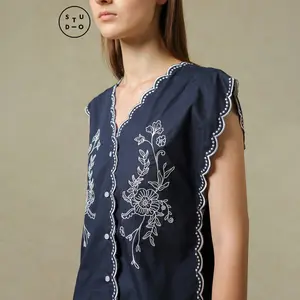 COTTONINK Studio - Outerwear Vest Wanita Navy Araceli #StudioSummerCollection #BestSelling