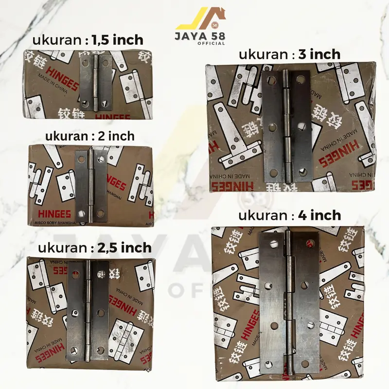 [1 kotak 24 pcs] Engsel Tipis Plat Besi Engsel Kupu RRT 1.5" 2" 2.5" 3" 4" Inch Engsel Lemari Kecil 1