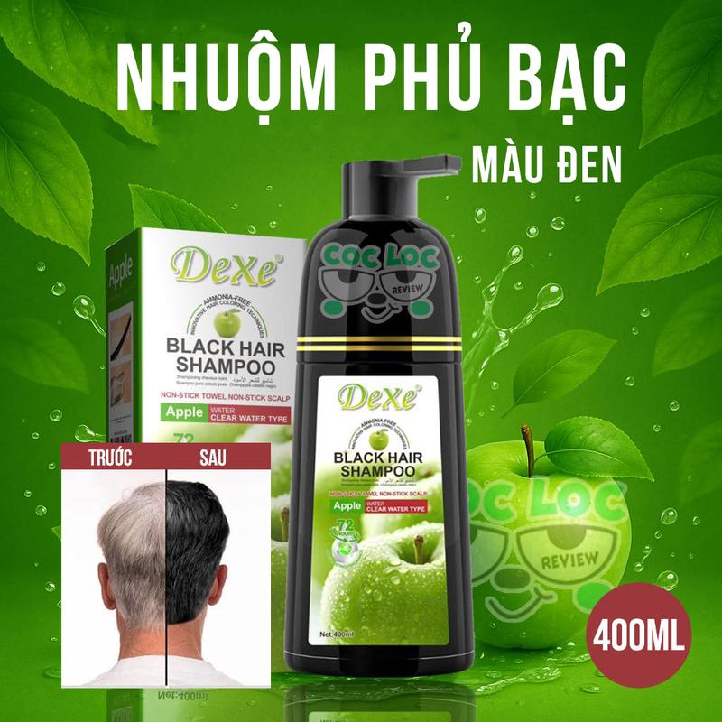 [MÀU ĐEN 400ml] NHUỘM TÓC ĐEN DEXE APPLE 400ml Hương táo , Không chứa Amoniac. Giữ Màu Trên 3 Tháng