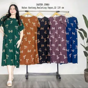 Daster Jumbo Bahan Santung Resleting Depan LD 120 cm untuk Wanita Rayon
