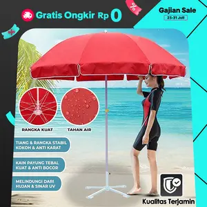 Payung Tenda 200CM 180CM / 220CM 240CM Payung Taman Cafe Bazaar Parasol Anti UV Anti Angin Tenda Import