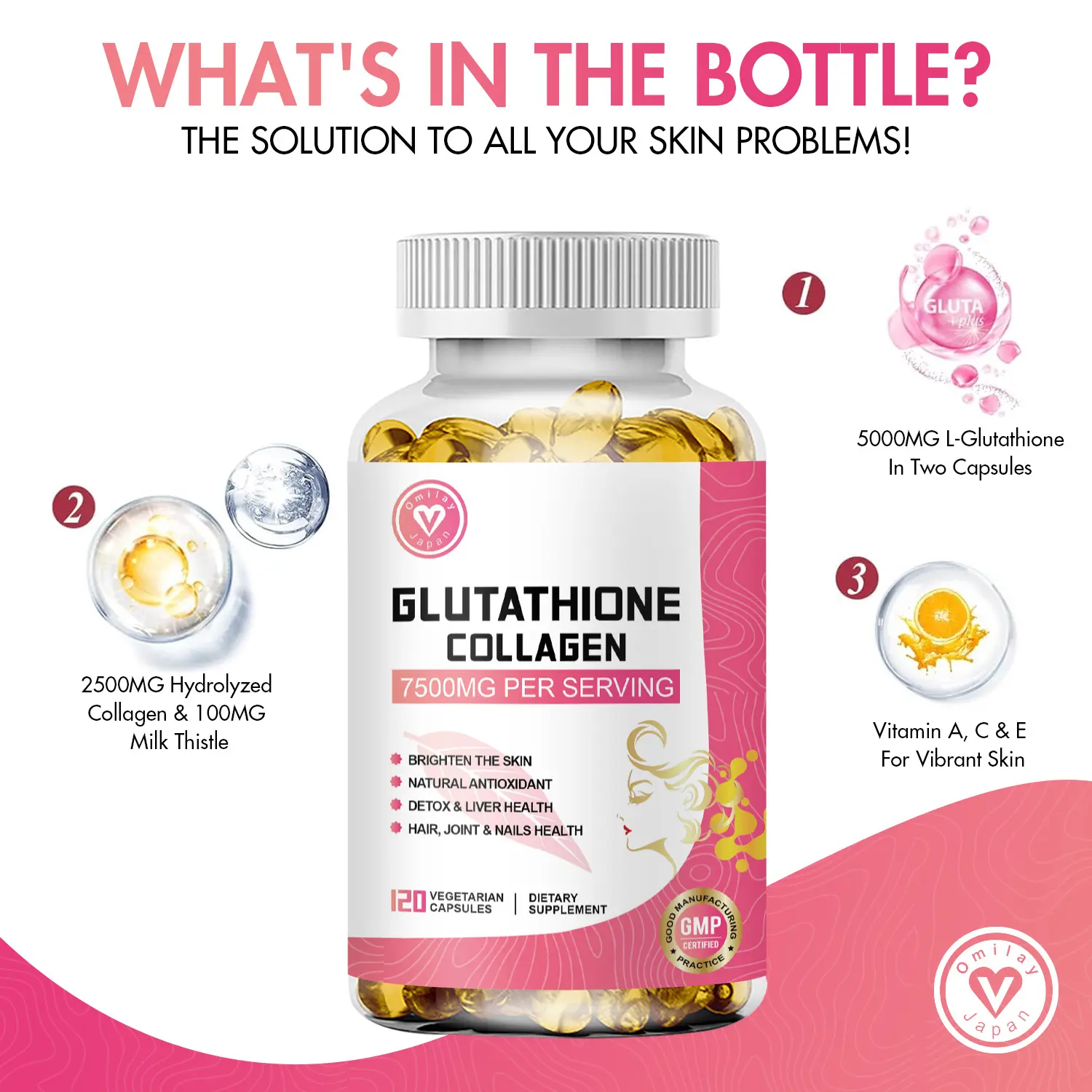 glutathione collagen capsules Forte Platinum Glutathione, 500Mg, L-Glutathione, Hyaluronic Acid & Vitamin C- Trendyol DHOP Glutathione Collagen 30000mg Capsules