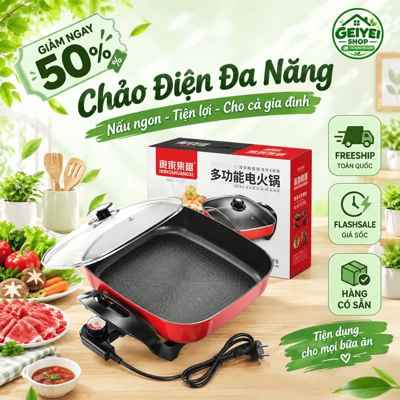 Nồi điện đa năng thế hệ mới , Tích hợp bếp lẩu nướng điện hiện đại tiện ích nấu canh xào hấp đa công dụng