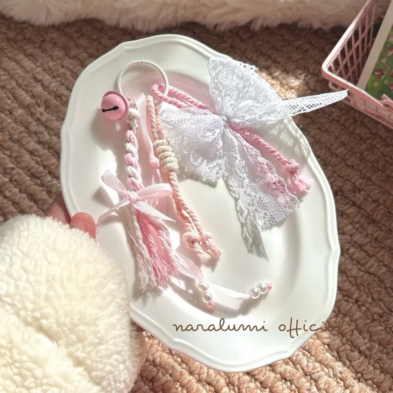 Yori - Keychain Macrame Aesthetic Pita Renda Bag Charm Macrame Coquette Warna Pastel Cantik Pink Girly Elegant