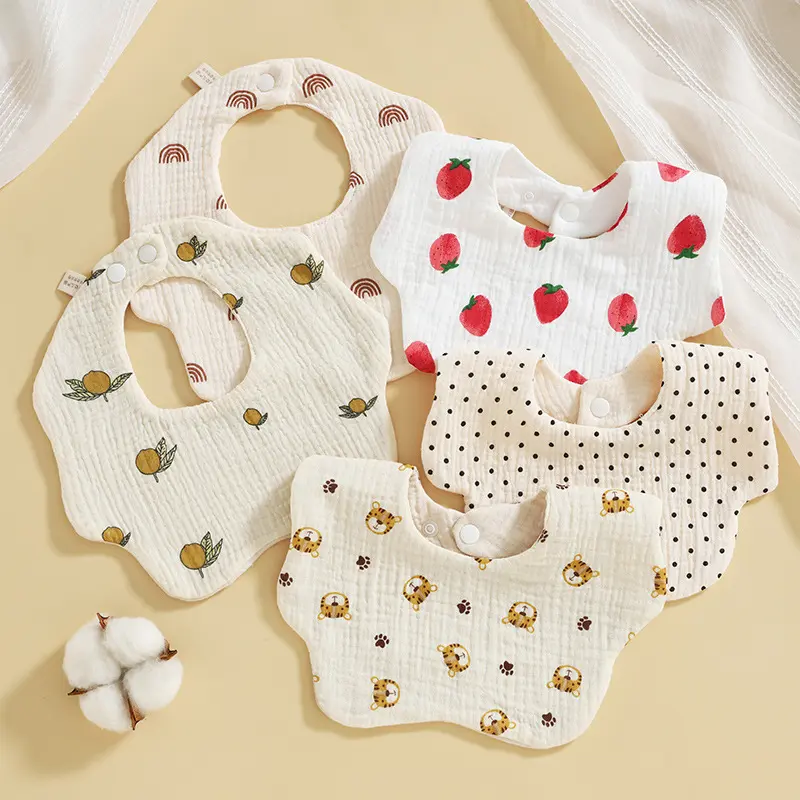 Gạc Cotton Xoay 360 °, Yếm Em Bé Có Thể Điều Chỉnh, Mềm Mại Và Thấm Hút