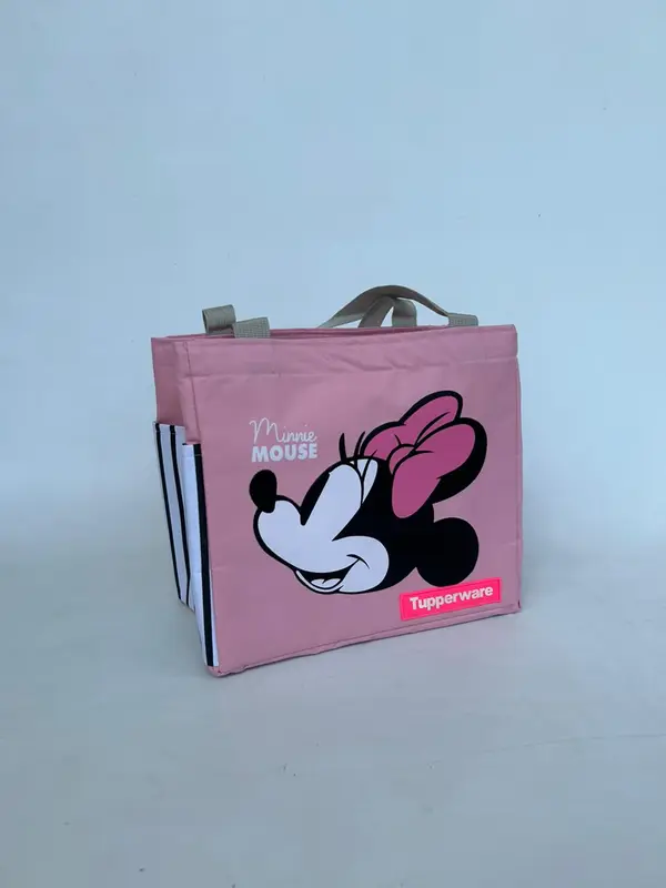 Tas bekal Minnie Mouse  (zipper bunga ori) Hitam Karakter Pink 7