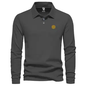 Rizgo - T Shirt Polo Lengan Panjang Rzg Force A1 Text Gold Distro Kerah T-Shirt Pria & Wanita Tebal Baju Keren Unisex