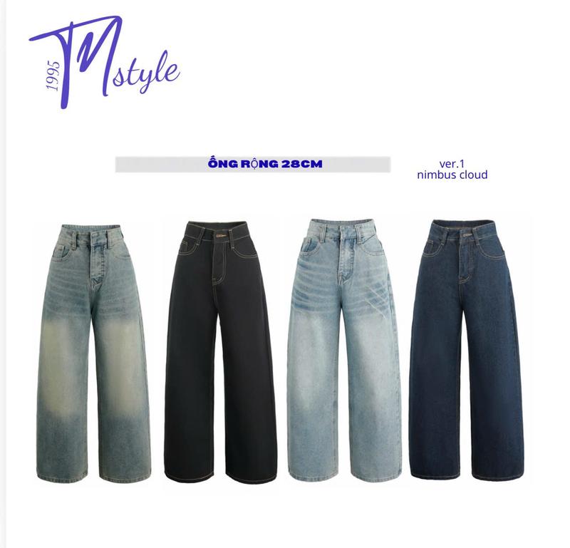 Quần Jeans Ống Suông Rộng TN1975 Ver 1 Form Unisex Nam Nữ Chất Liệu Jean Wash Mềm Mịn Nhiều Màu Tôn Dáng