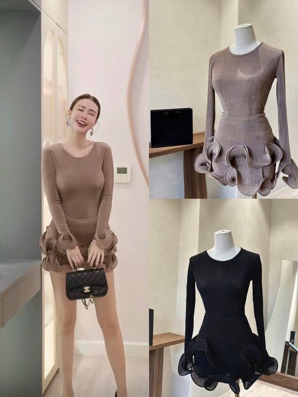  SET ÁO BODY DÀI TAY PHỐI CHÂN VÁY ĐUÔI XOÈ BÁNH BÈO XINH SANG BY NGÂN LINH 