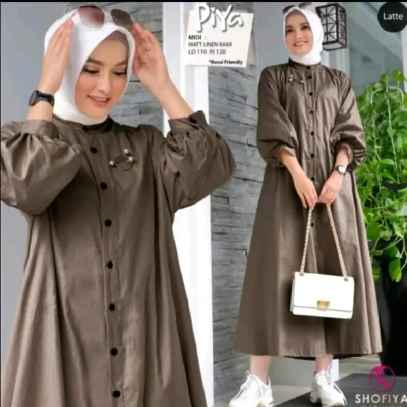 PIYA midi dress wanita kekinian terbaru bahan katun 3