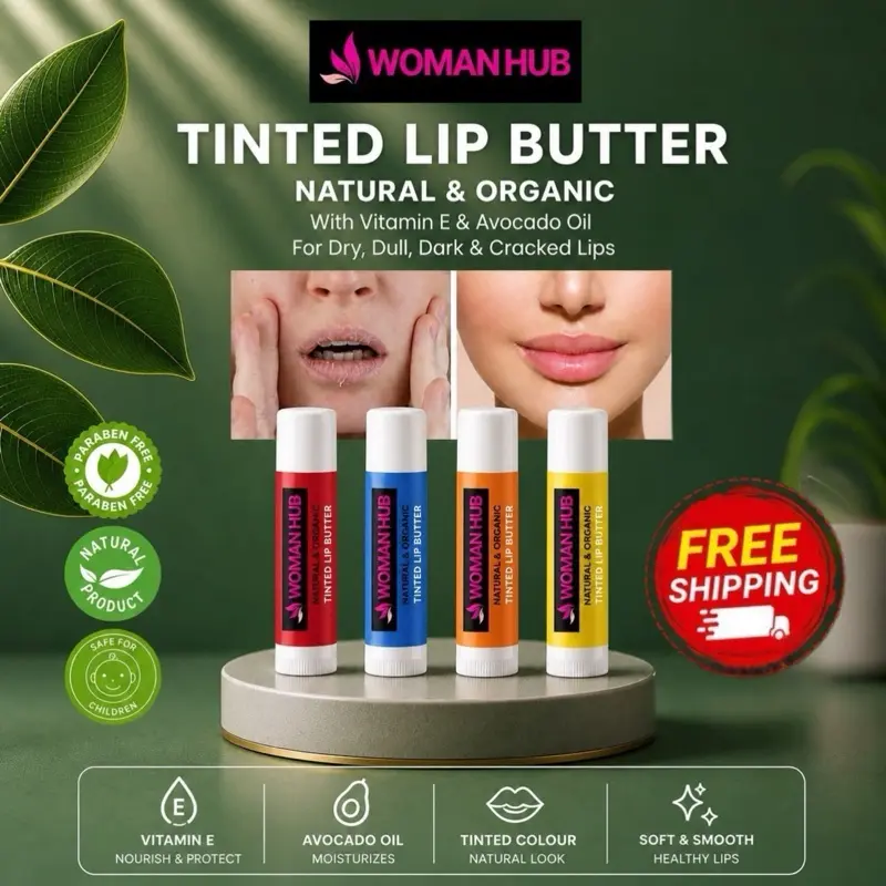 [WOMANHUB]Lip Butter Berwarna Semula Jadi Organik dengan Vitamin E untuk Bibir Kering, Sensitif,Merekah