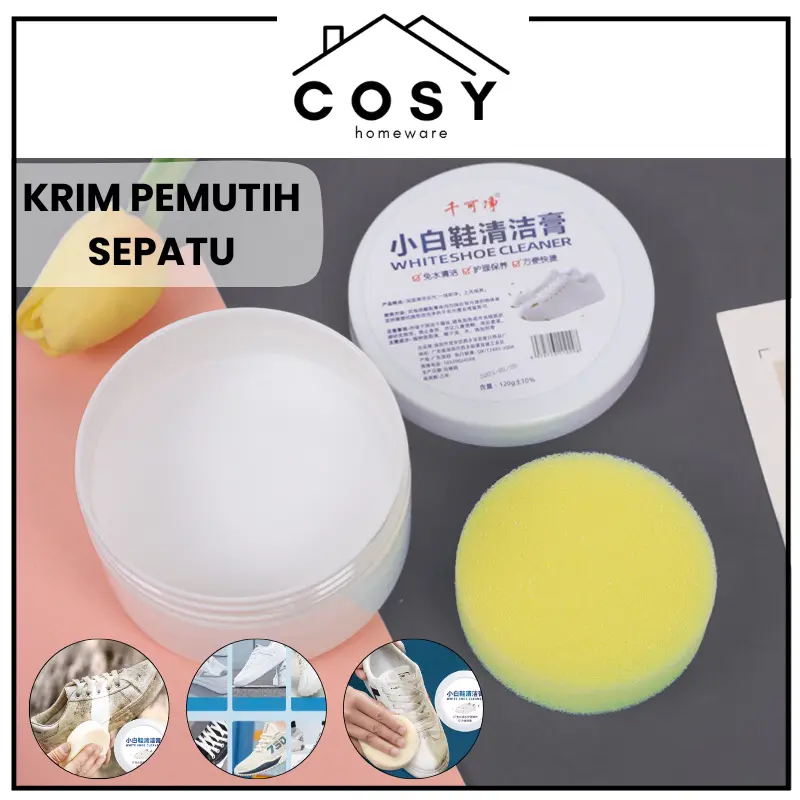 COSY Krim Pemutih Sepatu Spons Serbaguna White Shoe Cleaning Cream Cocok Untuk Pembersih Sepatu Kotor Kapasitas Tinggi Putih Cleaner