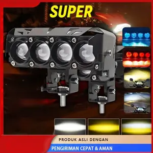 12V / 24V Devil Lampu Sorot Tembak Mobil Lampu LED Tembak Sorot D3 SQL Lampu Tembak Sorot LED Laser 3 Mata 4 Mata 80 Watt 2 Warna Putih Kuning