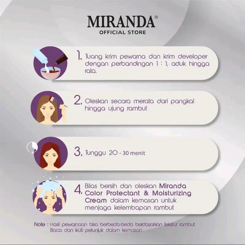 Cat Rambut Miranda 30ml - Pewarna Rambut Aman dan Tahan Lama 4