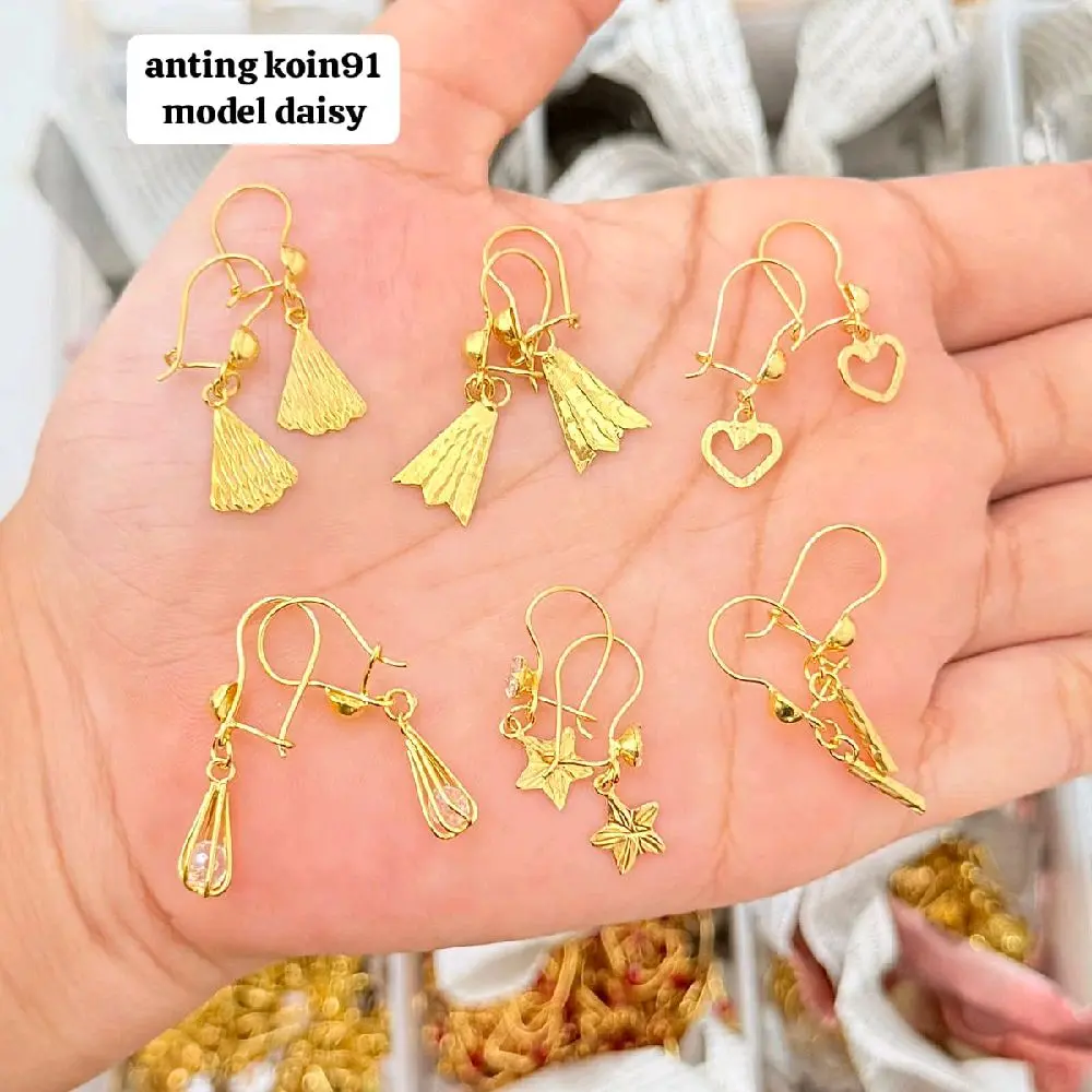 Anting Koin91 Model Daisy 24K Bisa Disepuh Anting Elegan untuk Tampilan Menarik