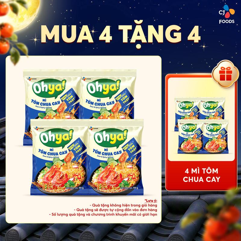 Combo 4 Gói Mì Trộn Ohya Vị Gà Cay Xốt Kem Cà Chua 88g/Gói