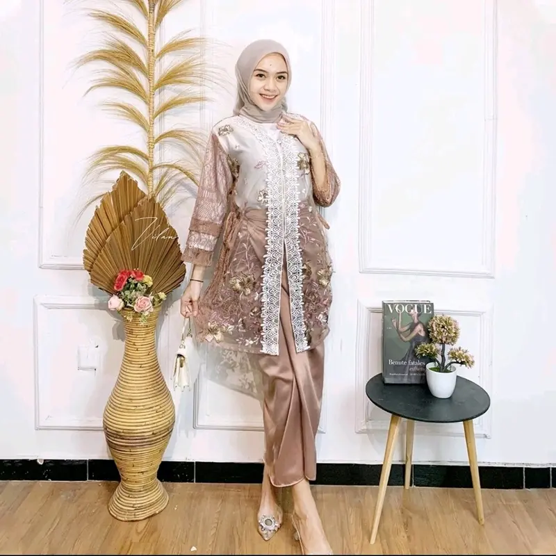 SET MAIZA Setelan Wanita Kekinian baju Kondangan Baju Lamaran Tunangan Wisuda Remaja Deasa Atasan Outer Renda Bawahan rok Lilit 1