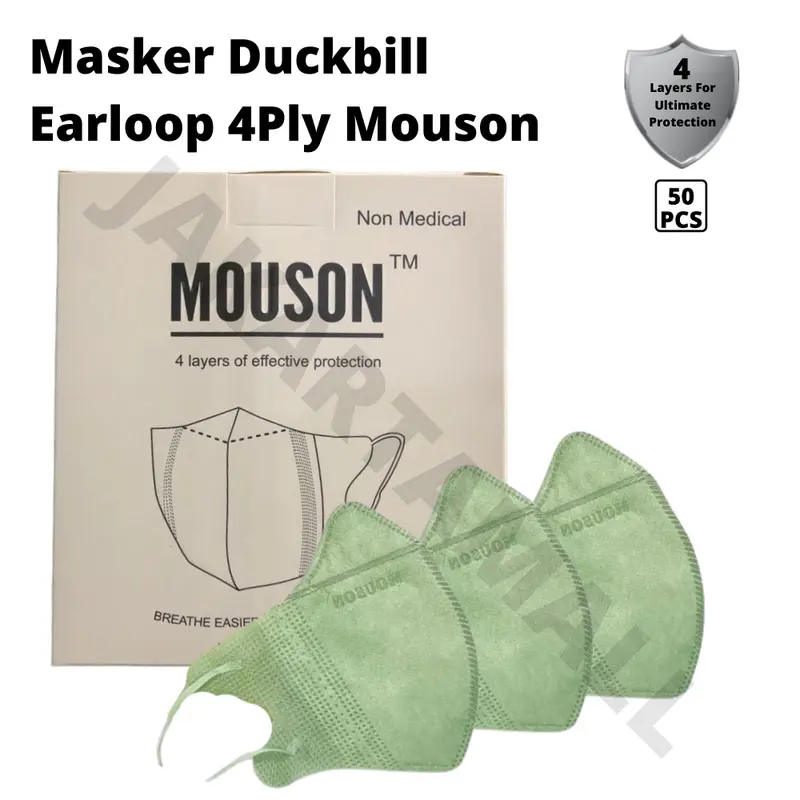 Masker Duckbill 4Ply Garis Mouson Putih Hitam 5