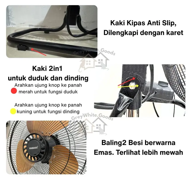 Kipas Tornado Fan 16 Inch 2in1 besi meja baling besar 1