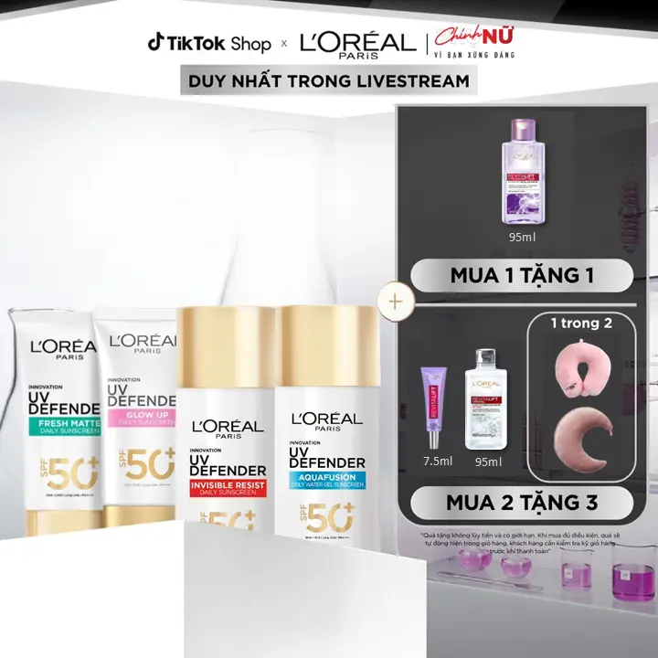 [ĐÃ ĐỦ CÁC PHÂN LOẠI] CHỐNG NẮNG PHỔ RỘNG THOÁNG DA UV DEFENDER L'OREAL PARIS 50ML (4 phân loại)