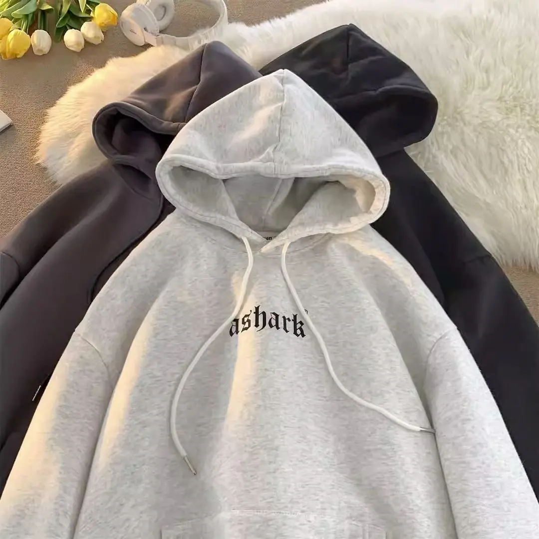 Ashark Hoodie Sweater Pria Wanita Oversize - Sweatshirt Pakaian Bahan Fleece Tebal Korean Style Lembut Nyaman Sablon Tulisan