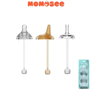 Momosee Dot Straw Sippy Bayi Standard Wide Neck Dot Bayi Silikon Lembut Anti Kolik BB102MO