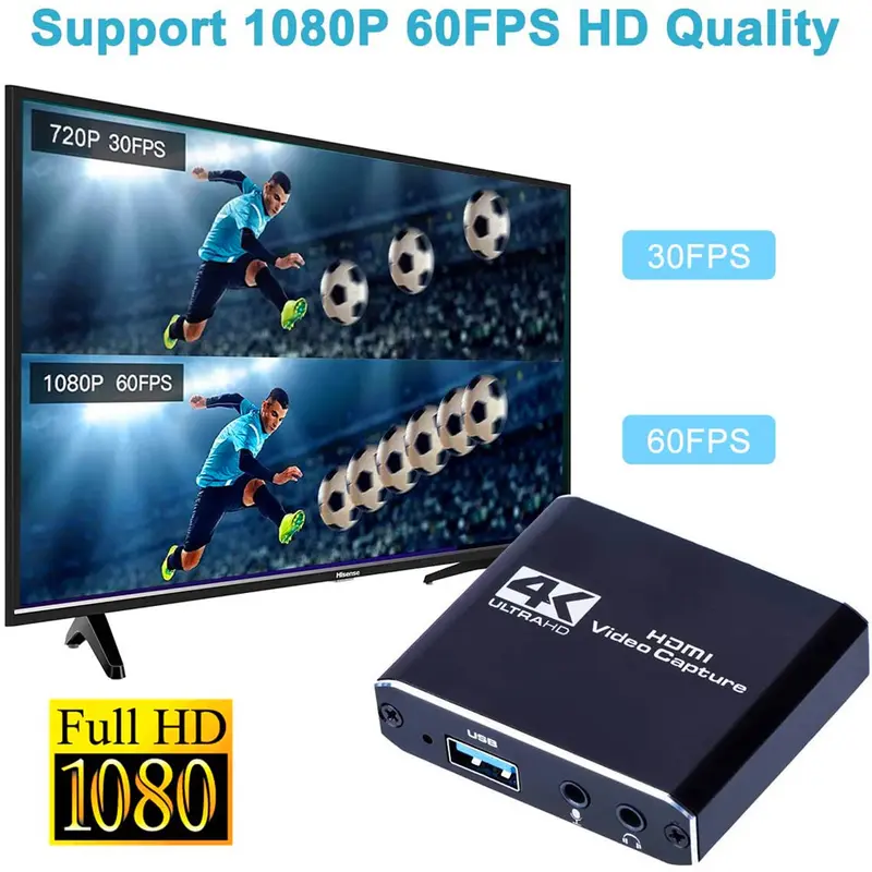 Thẻ Quay Video 1080P 4K HD Tương Thích HDMI Với USB 2.0 3.0 Bảng Quay Video, Ghi Trò Chơi, Phát Sóng Trực Tiếp, Vòng Tròn Phát Sóng, Thích Hợp Để Quay Video Trực Tiếp 2