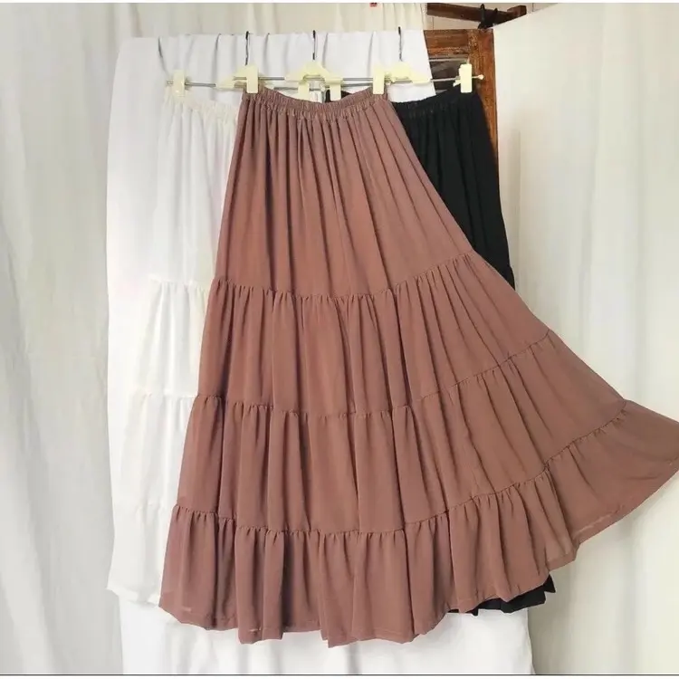 ROK SUSUN CLARA / ROK TINGKAT / ROK WANITA MUSLIM / rok 4 susun - rok rempel - rok wanita premium