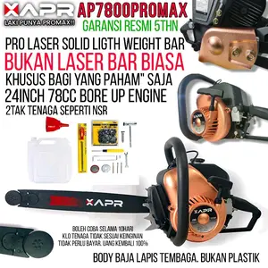 ￼APR JAPAN AP7800PROMAX Chainsaw Bar 24 Inch 2Tak Mesin Senso Gergaji Kayu Pohon Garansi Resmi