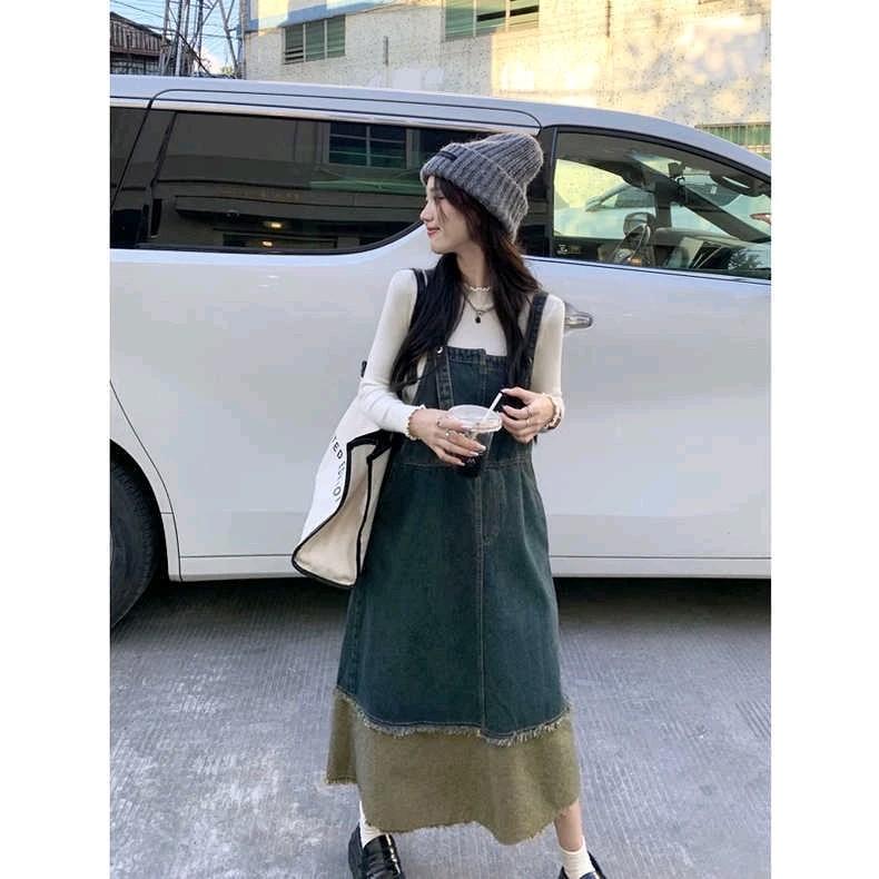 Overall Rok Jeans Overall Denim Rok Panjang - Shop | Tokopedia