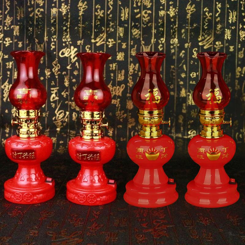 Đèn dầu LED điện tử dùng pin 1 đôi đèn để bàn thờ gia tiên thần tài