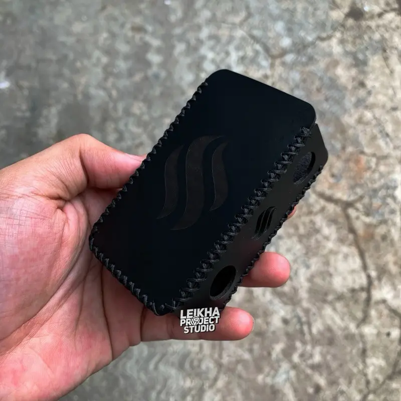 Leather Sleeve Trml T200 Motif Polos Logo Besar Kulit Hitam